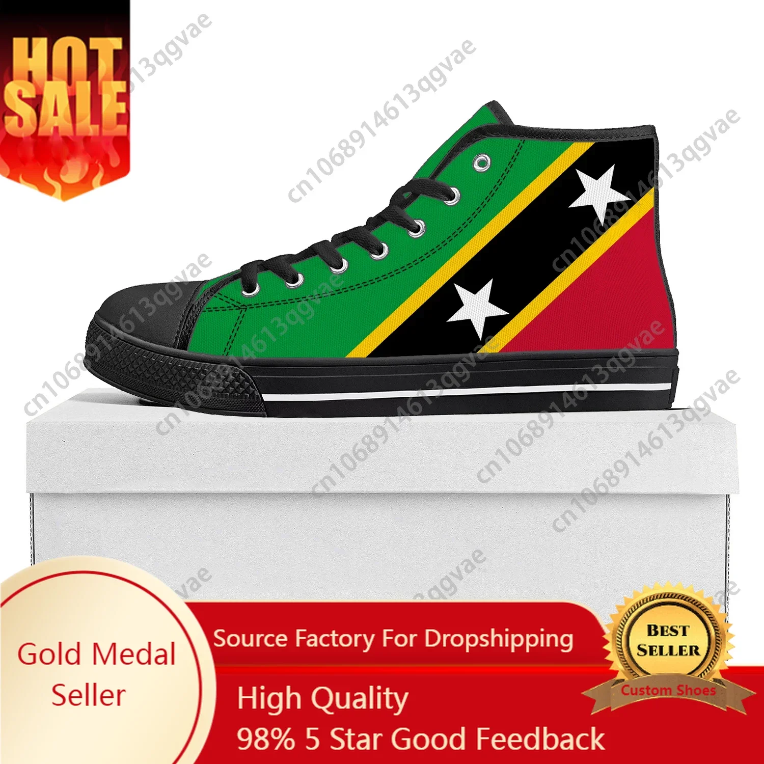 St Kitts and Nevis Flag High Top High Quality Sneakers Mens Womens Teenager Canvas Sneaker Casual Couple Shoes Custom Shoe