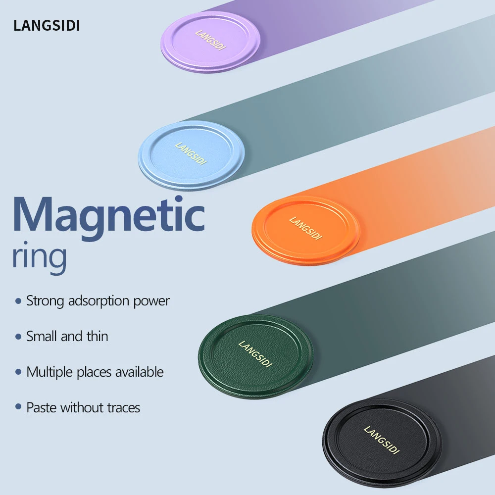 Langsidi-جلد البقر التصحيح المغناطيسي ، مرفق دائرة ، المغناطيس Magsafe ، شحن لاسلكي لابل آيفون