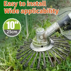 4/5/10Inch Weed Brush Cutter Head Lawn Mower Universal Grass Trimmer Head Steel Wire Wheel Brush Disc Garden Trimmer Head Weed