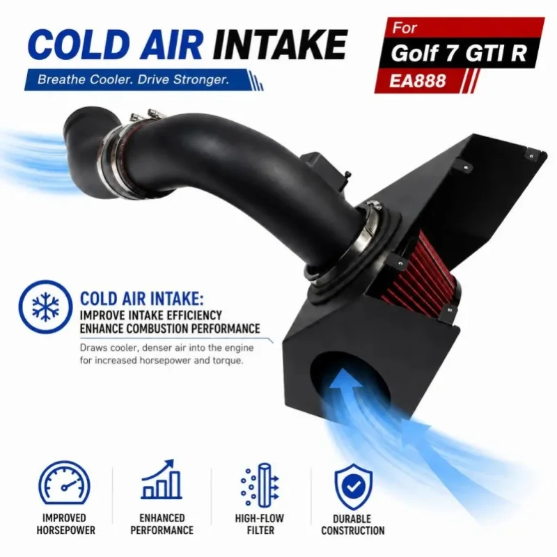Leistungssteigerung für VW Golf 7 MK7 GTI R EA888 Kaltluftansaugsystem-Kit Aluminium-Gummi-Rohr Luftfilter