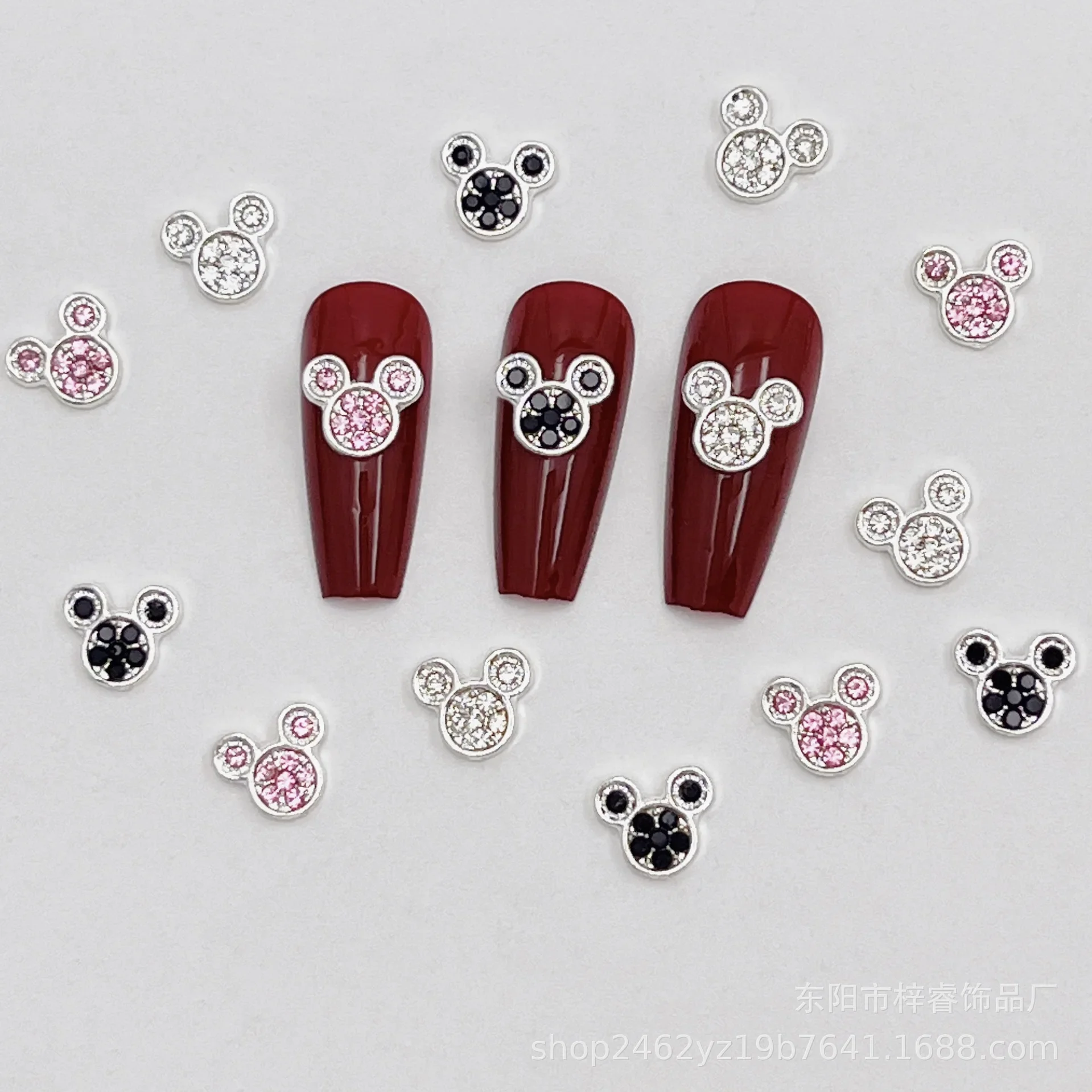 10pcs Disney Nail Charms Jewelry Full Diamond Luxury 3d Cartoon Mickey Mouse Alloy Nail Art Accessories Diy Jewelry Supplies