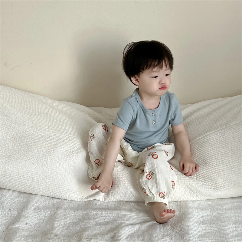 

2025 Summer New Baby Short Sleeve T Shirts Cotton Infant Boy Solid Simple Versatile Tops Toddler Thin Casual Tee Baby Clothes