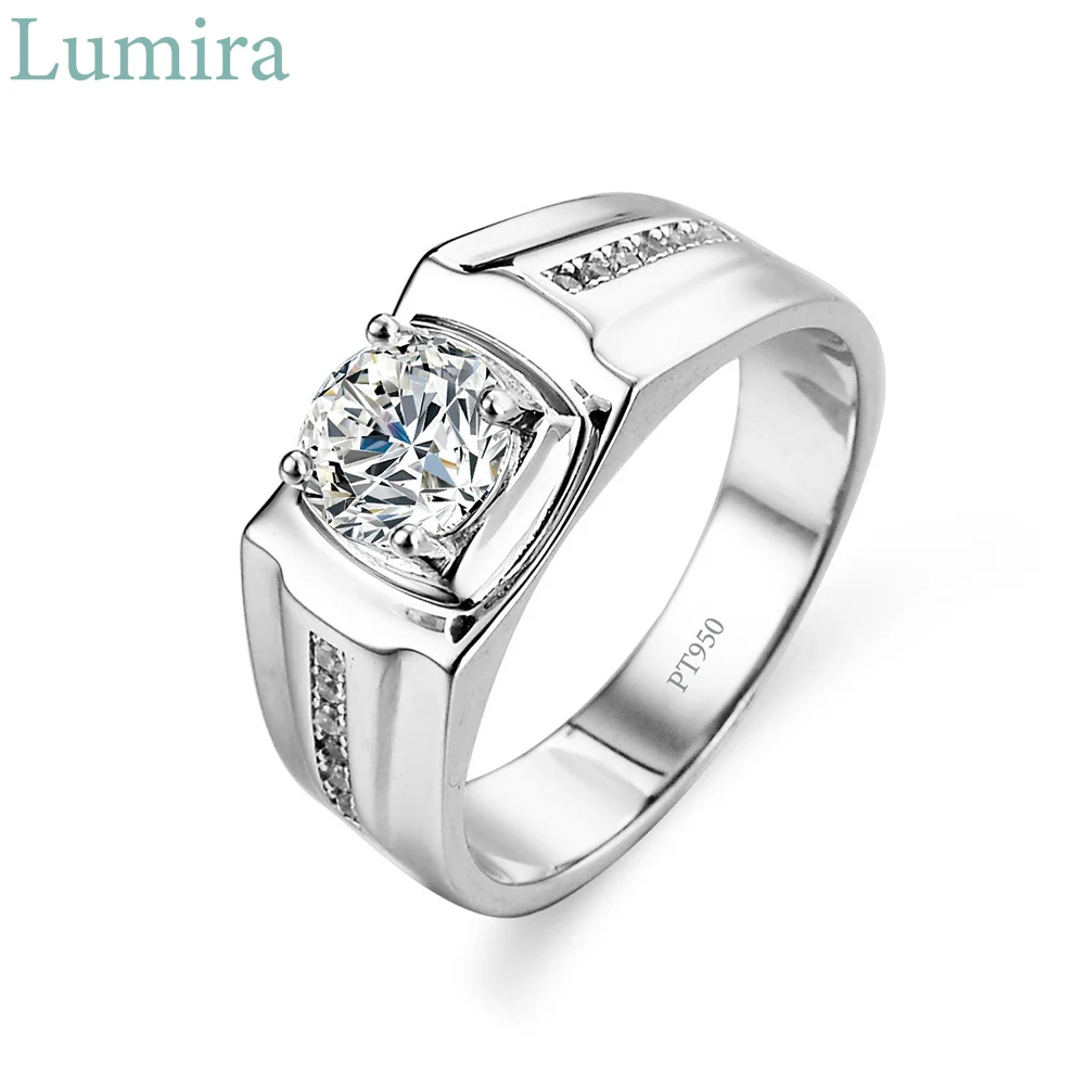 

Lumira Luxury Moissanite Men's Platinum PT950 Ring Luxury 1 Carat Boss Rings Christmas Charm Fine Jewelry Gift