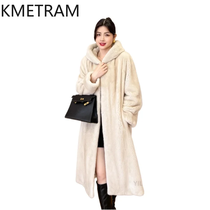 

100% Natural Mink Fur Jacket Woman Luxury Long Real Fur Coat with Hood Warm Jackets for Winter Women Clothing 2025 шуба женская