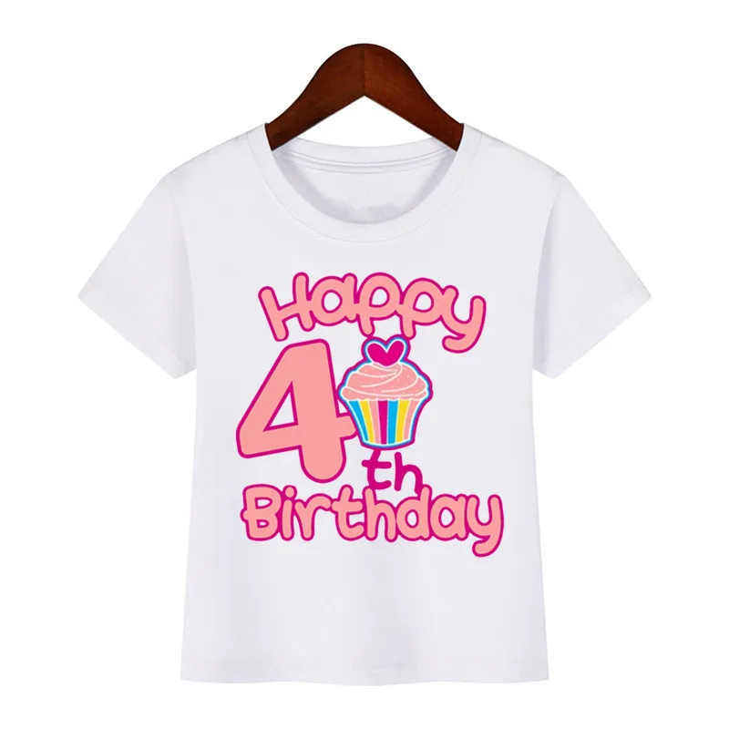 Children Happy Birthday 3-9 Years Number Print White T-shirts Boys&Girls Funny Present Baby Tops Kids Summer Short T Shirt