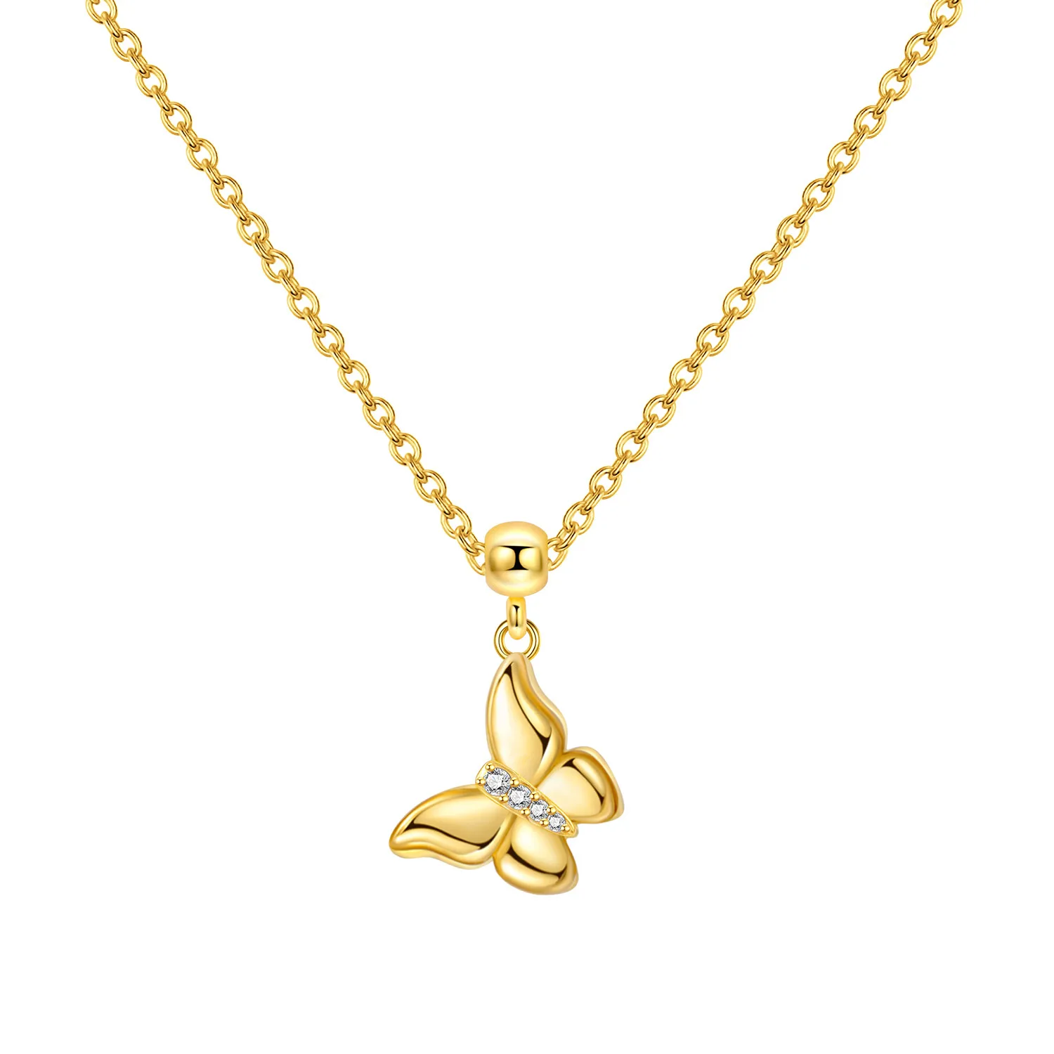 

PANPOKI 925 Sterling Silver Adjustable Golden Butterfly Insect Pendant Necklace for Women Birthday Gifts Fashion Fine Jewelry
