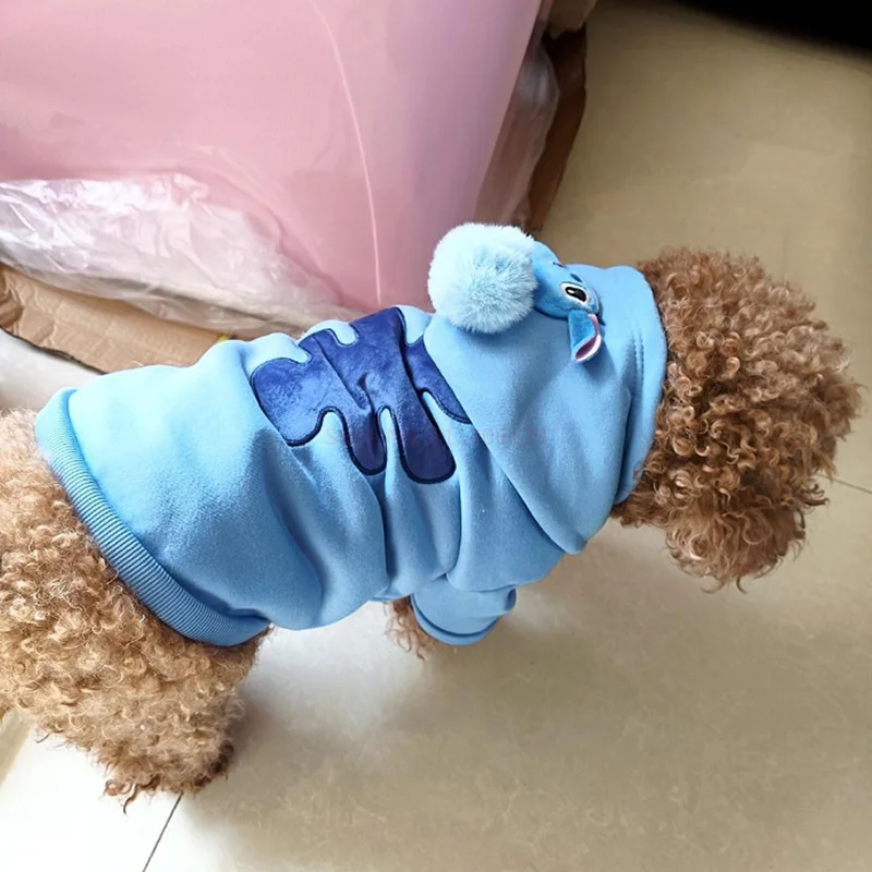 Dog Winter Warm Clothes Stitch Plush Coat Hoodies Pet Costume Jacket For Puppy Cat French Bulldog Chihuahua Small Dog Clothing