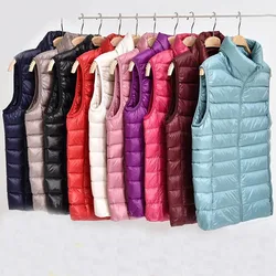 New Autumn Winter Women Ultra Light Down Vest White Duck Down Coat Parka Ladies Sleeveless Waistcoat S-5XL Jacket Women