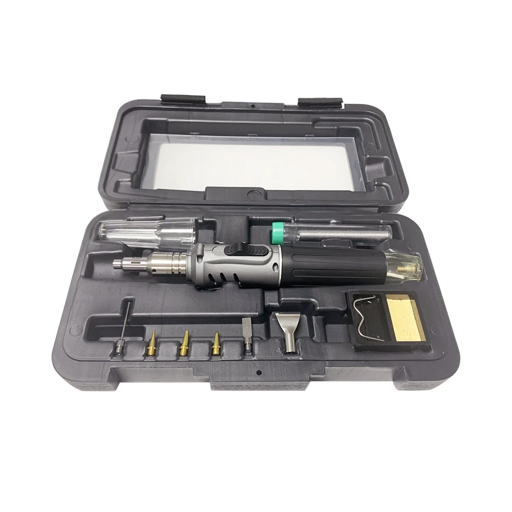 10 In 1 Gas Soldering Iron Case Set Multifunctional Automatic Ignition Butane Lighter Cordless Welding Torch Pen Repair Tool Kit