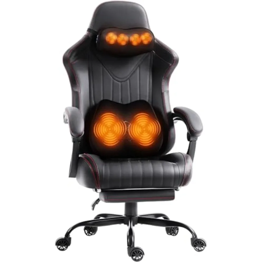 

Игровое кресло для геймеров с массажем шеи Шиацу и поясничной поддержкой для дома и офиса, высокое, с регулировкой высоты, эргономичное