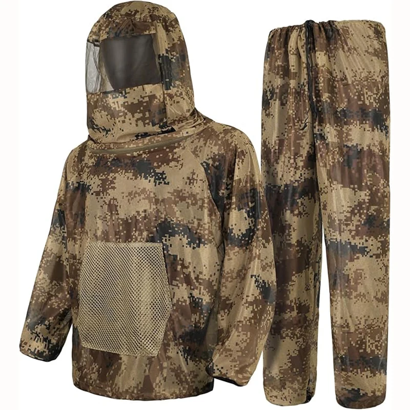 

Hunting Clothes Hooded Man Also Mosquito Proof Clothing Breathable Hunting Gear Camouflage Uniform Ghillie Suit Equipment Cp