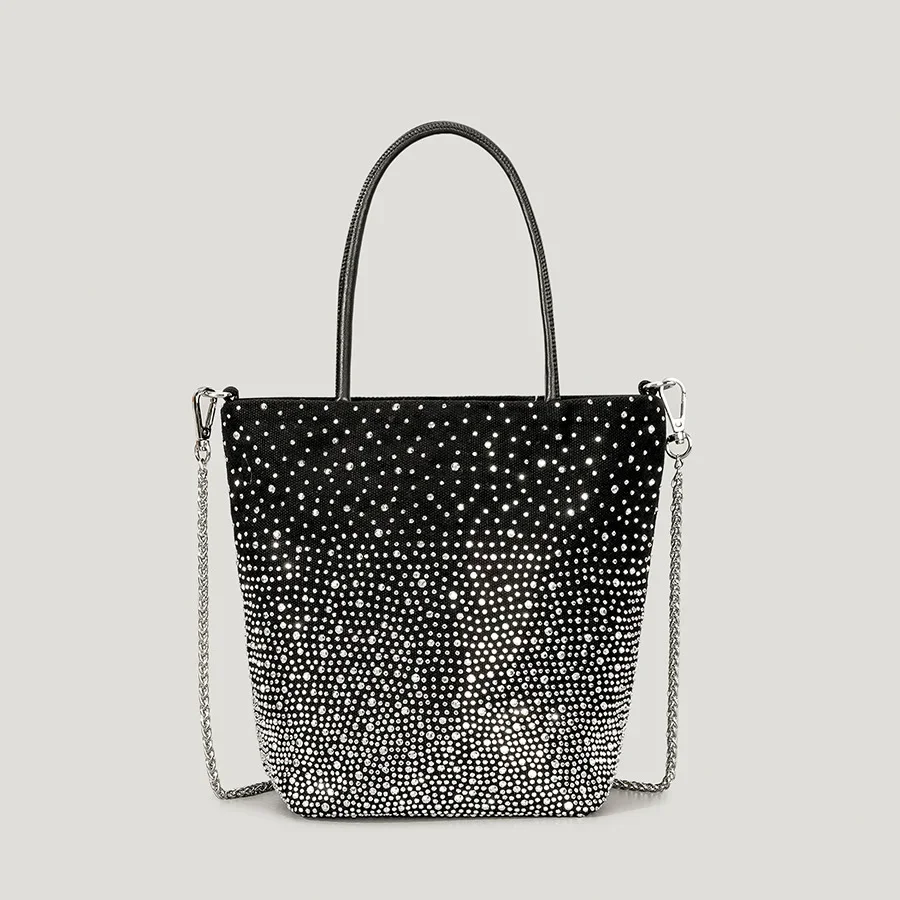 

Fashion Diamonds Buckets Bag Designer Canvas Women Handbags Luxury Rhinestones Shoulder Crossbody Bag Small Tote Evening Purses