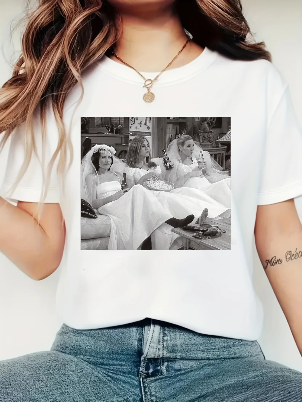 

Phoebe Buffay Printed T-shirt Short-sleeved Casual Crew Neck Top Women's Party/Gathering Streetwear oversized t shirt