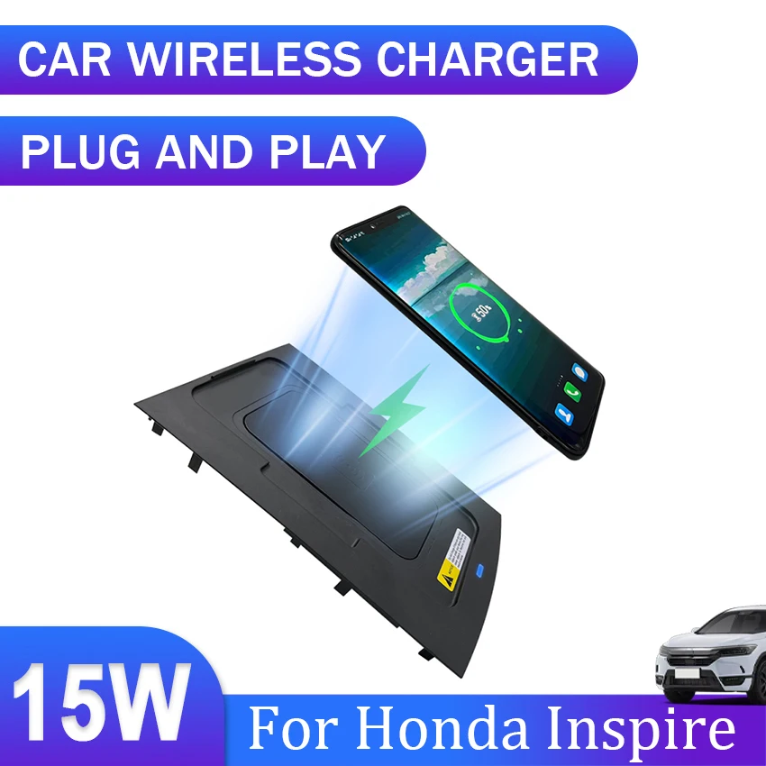 

15W Car QI Wireless Charger For Honda Inspire 2019-2021 2022 Accessories Interior Special Mobile Phone Fast Charging Plate Panel