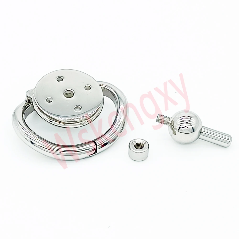 Stainless Steel Flat Male Chastity Devices Extrem Mini Cock Cage with Knot Urethral Catheter Sex Toys for Men Sissy Penis Lock - view 4