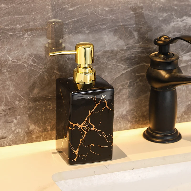 

Modern Marble Square Separating Bottle Ceramic Lotion Bottle Bathroom Portable Shampoo Hand Sanitizer Container Hotel Supplies