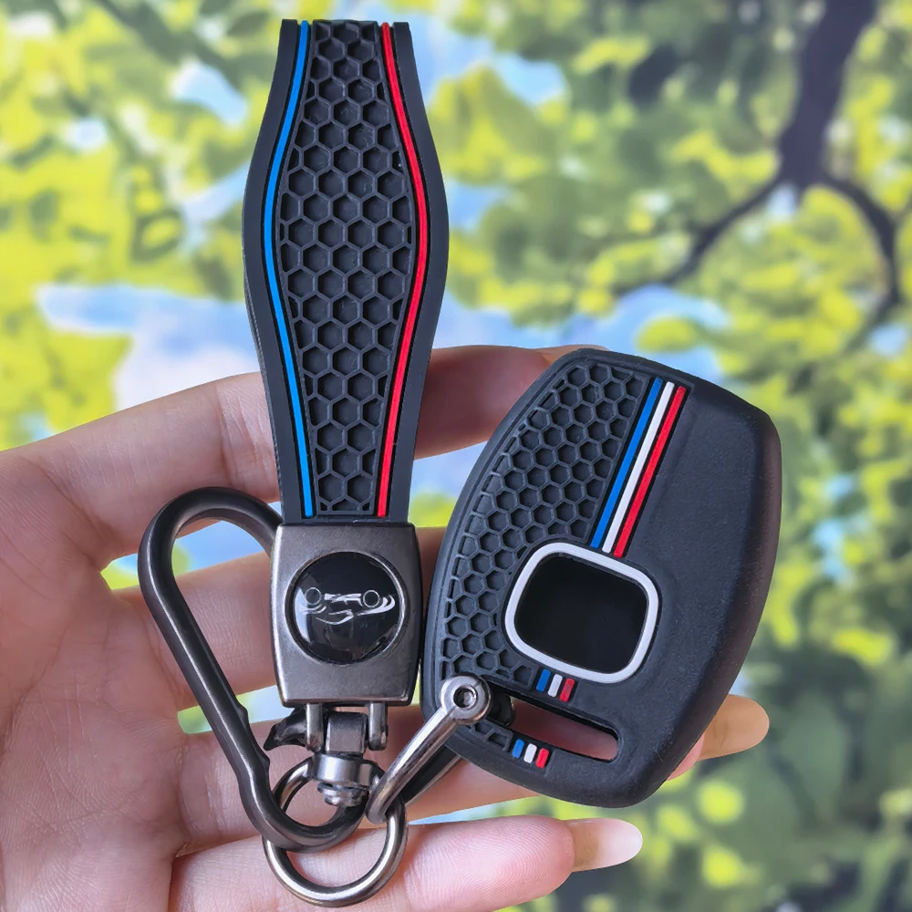 Anti‑Slip Honeycomb Key Case With Keychain For Honda Civic Accord VII CRV FRV Insight Shuttle Stream Jazz Remote Protector