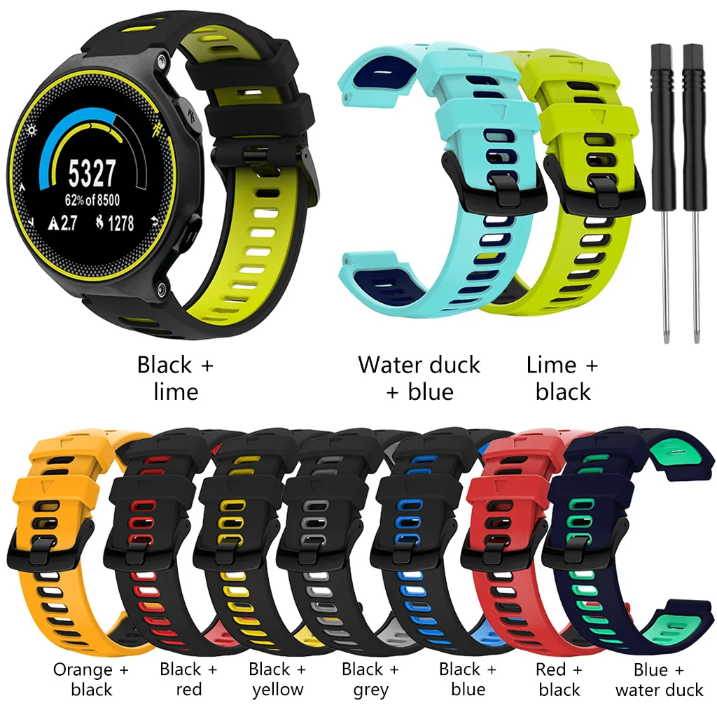 Soft Silicone Band for Forerunner 735xt 220 230 235 Wrist Strap Loop-Bracelet Replace Waterproof Sweatproof Anti-scratch