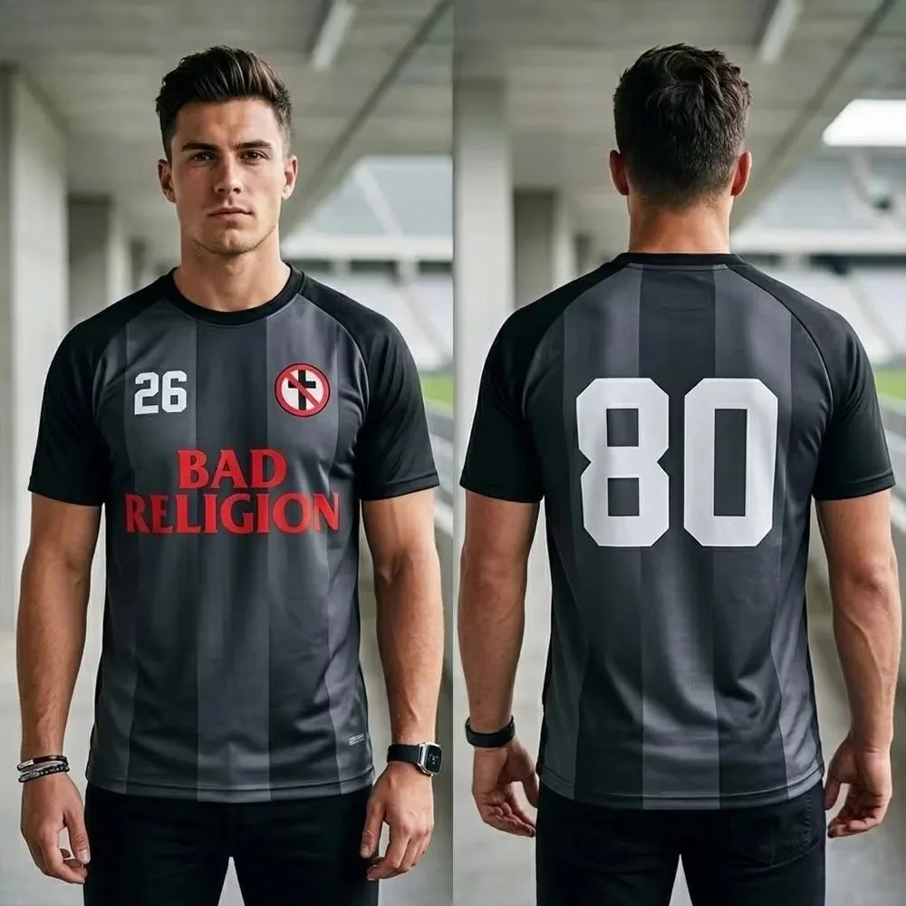 Band Bad Religion Merchandise Los Angeles 80 Football Kurzarm 2026 Sommer Herren Damen Atmungsaktives Schnelltrocknendes Streetwear T-Shirt – Detail 5