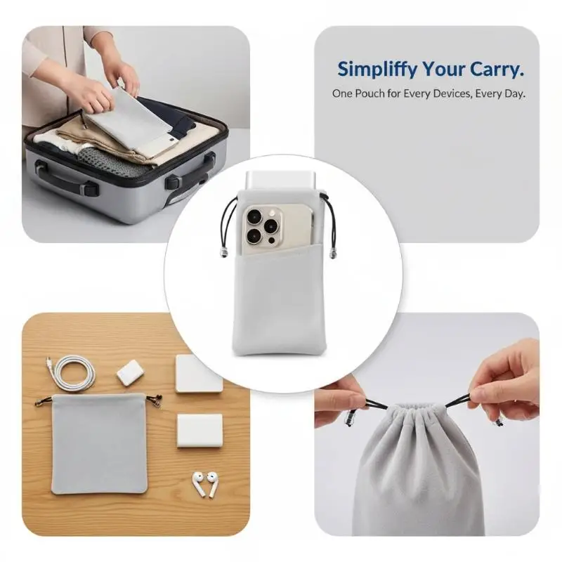 NEW Multifunction Flannelette Drawstring Pouch Bag, For Mobile Phone,Sunglasses,Electronic Gadgets-Travel Organizer Storage Bag
