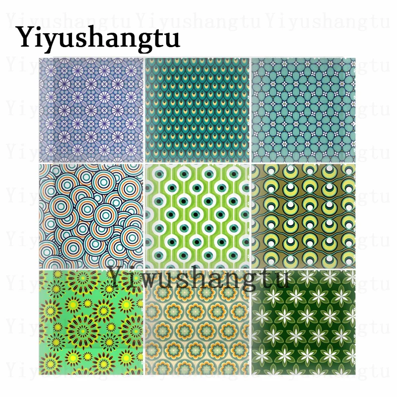 New Small eyeball floret group pattern 12mm/20mm/25mm/30mm Square photo glass cabochon demo flat back Making findings