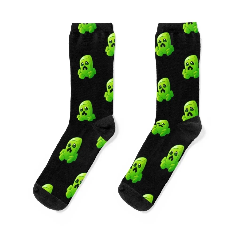 

Cute Creeper Parody Face Sticker Socks winter soccer anti-slip anti-slip bright garter Men Socks Women's