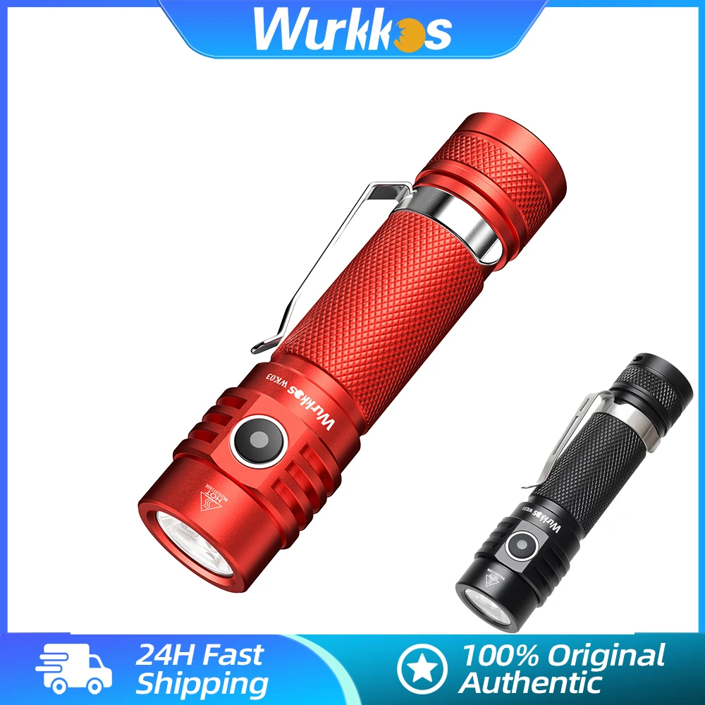 Wurkkos WK03 EDC Torch 1800LM High Power LED Flashlight 18650 SST40 Work Light IP68 Rechargeable Lamp Camping Outdoor Lighting