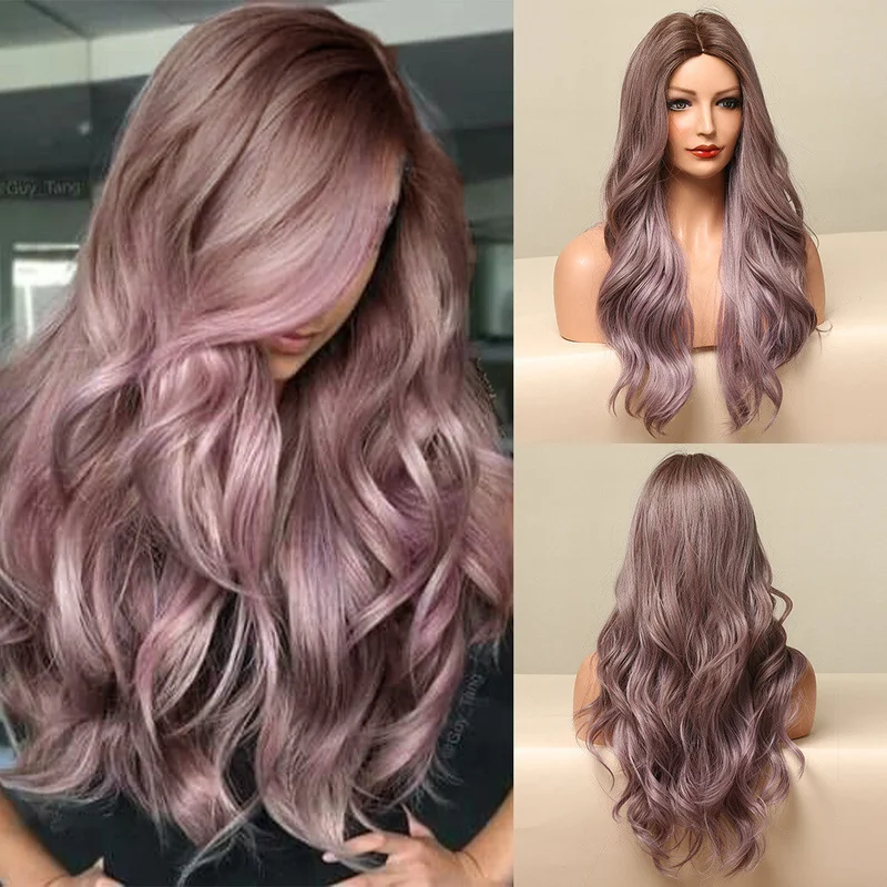 

Ombré Ash Purple Объемная волна Вьющиеся парики Женский костюм Аниме Ежедневный косплей Вечеринка