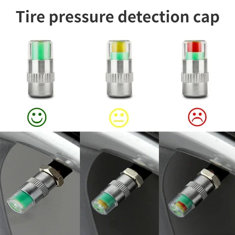 

2/4pcs Car Tire Pressure Indicator Tire Pressure Gauge Indicator Alert Monitoring Valve Cap Sensor External Valve Detection