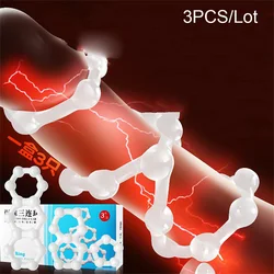 3hooks Penis Ring Beads Ejaculation Delay Locking Cock Penis Ring Sperm Soft Erection Ring Long Lasting Erection Sex Toy for men