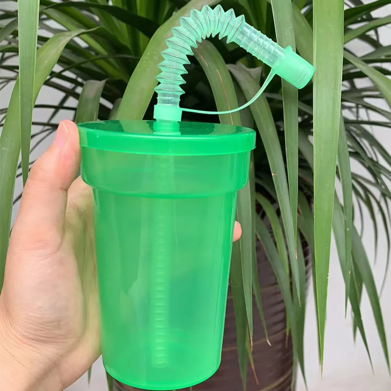 NONE Neon-Schipper-Becher, wiederverwendbar, auslaufsicher, Trinkbecher mit Deckel und Strohhalmen für Geburtstagsfeier, Reisen, Weihnachten, Saftbecher, Wasserflasche 7