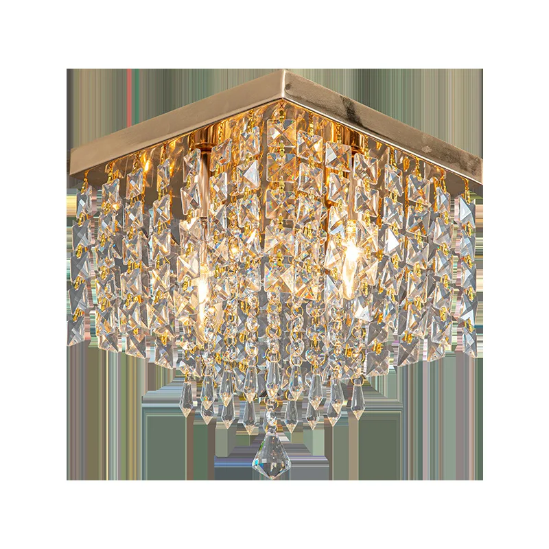 

Modern crystal ceiling light bedroom foyer hallway corridor balcony square silver gold LED lighting fixtures