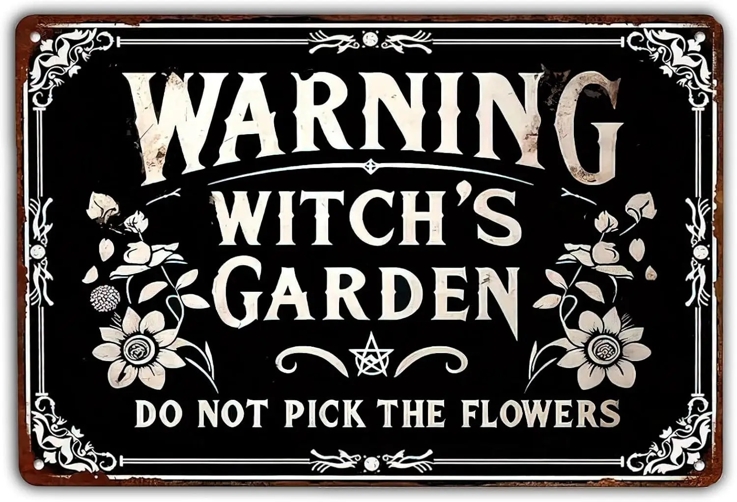 Warning Witchs Garden Do Not Pick The Flowers Retro Metal Tin Sign Witch Halloween Decor Art Poster Halloween Metal Signs for
