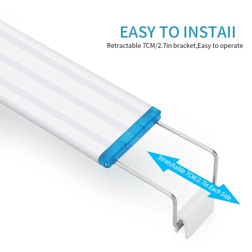 USB Ultra Dünne LED-Aquariumleuchte, Wasserpflanzenleuchte, erweiterbare Clip-On-Leuchte mit Timer und Dimmer, 18-71 cm, für Fischbecken – Detail 7