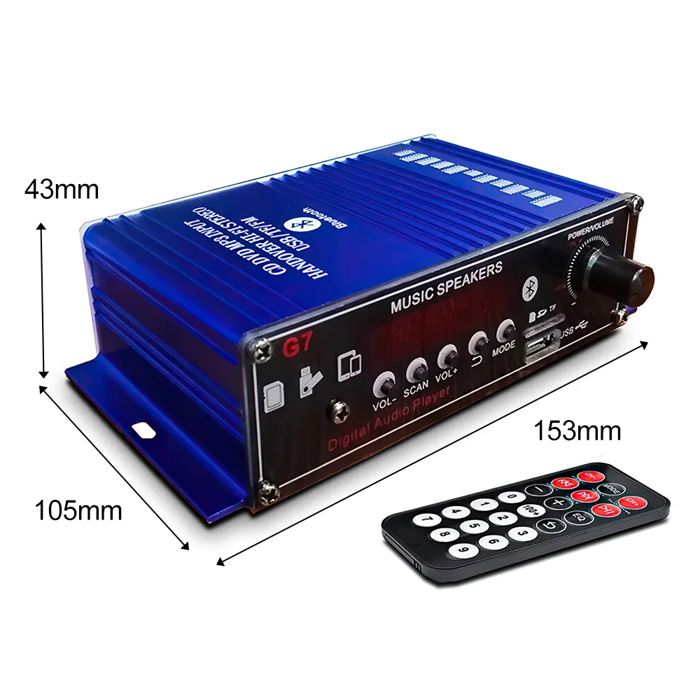 400W Home Digital Amplifiers 2.0 Channel Bluetooth Mini HIFI Power Amplifier Audio Stereo Amplificador Support FM SD USB AUX