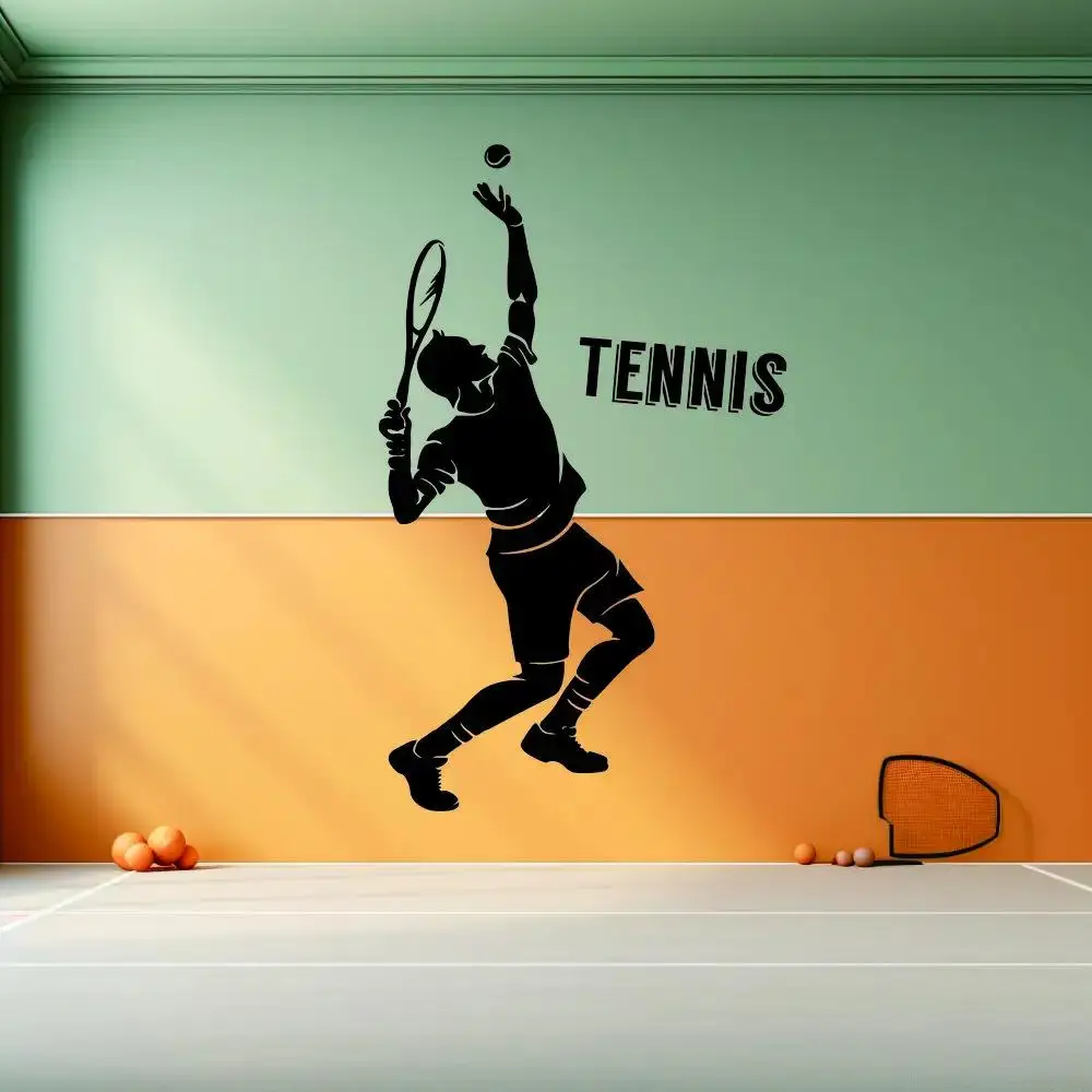 1 pc Tennis Player Play Tennis Home decor Wall Sticker Pvc Wall Stickers Wall Art Wallpaper For Home Decor Living Room Bedroom