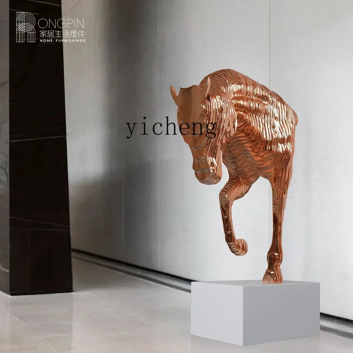 B1 horse head sculpture hall entrance aisle floor ornament creative home crafts