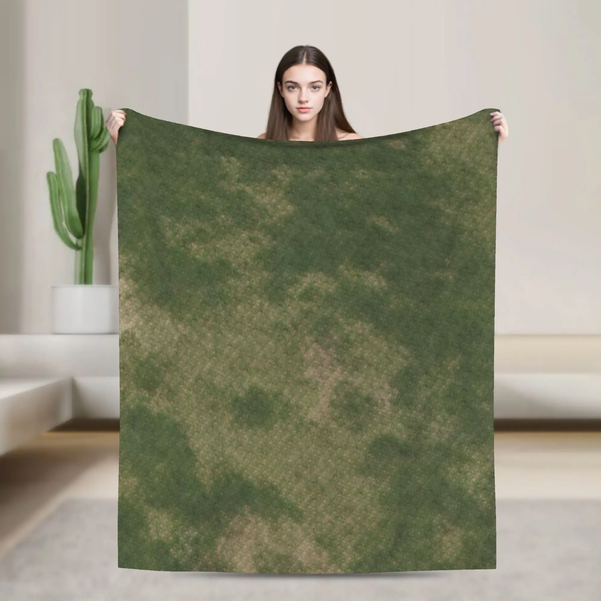 Grass Battlemat Grassland Land Greenery Super Soft Blanket Travel Plush Throw Blanket Couch Bed Flannel Bedspread Bed Cover
