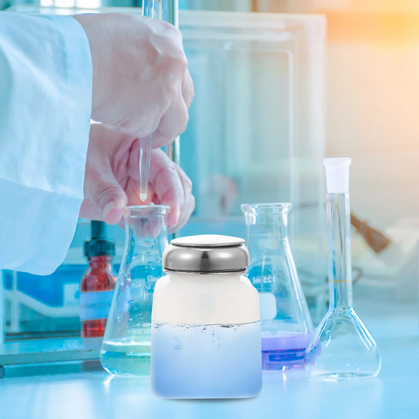 2 szt. 100 ml Antystatyczna butelka na alkohol ze stali nierdzewnej z pompką do płynów do pielęgnacji paznokci, pojemnik odporny na wilgoć, wielokrotnego użytku