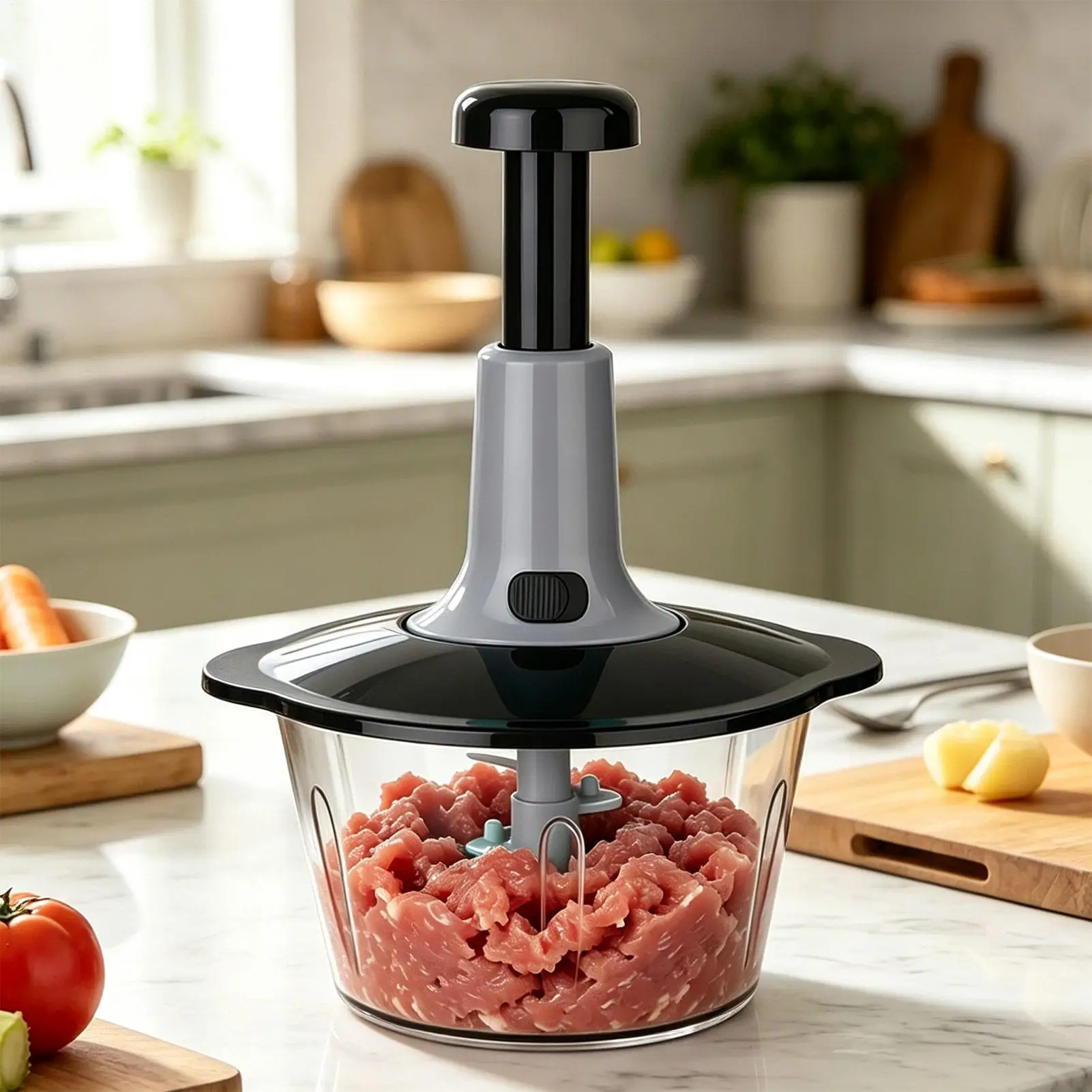 Vegetable Chopper Multifunction Kitchen Tool for Garlic Ginger Mincing Dicing Slicing with Large Capacity Easy Clean Garlic Meat