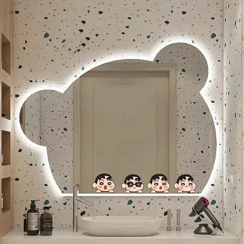 Cartoon Cute Crayon Shin-chan Bedroom Mirror Stickers Bathroom Mirror Glass Door Cabinet Toilet Bathroom Stickers Wholesale