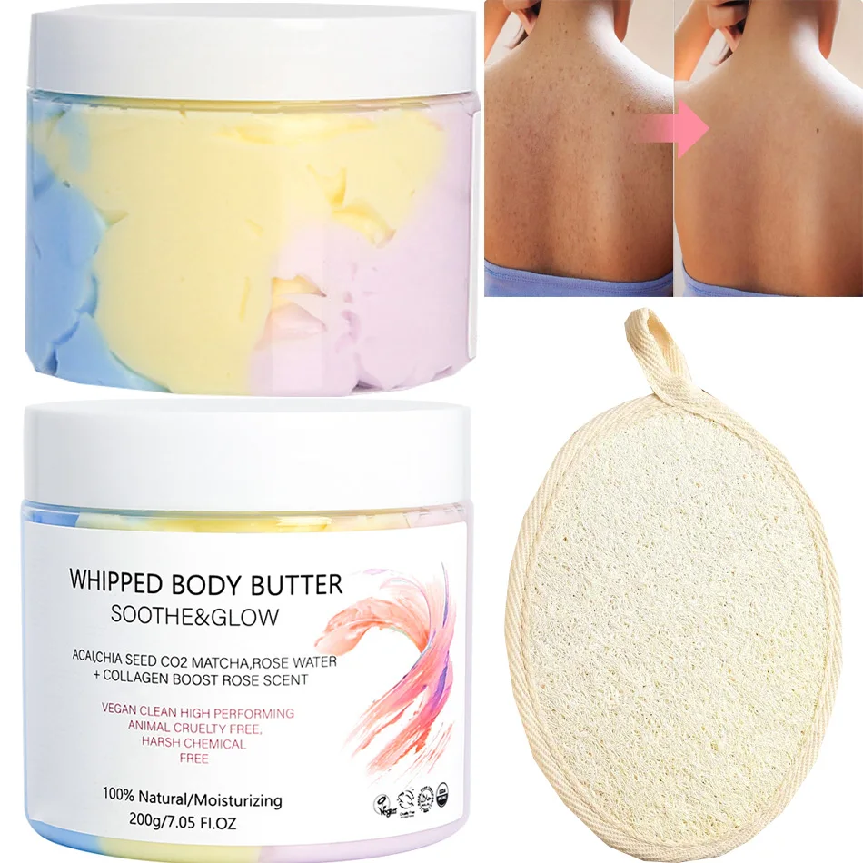 

Whipped Body Butter Cleansing Moisturizing Body Wash Handmade Exfoliating Shower Soap Helps Smoothen Cellulite Rainbow Scrub