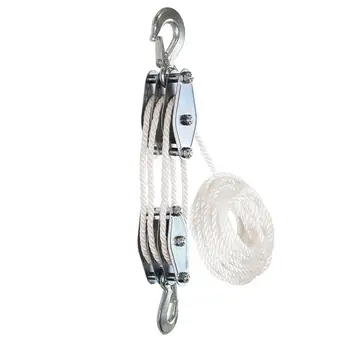 Multifuncional Heavy Duty Corda Polia Sistema, Bloco e Tackle Hoist com 5:1 Lifting Power, 2200 Lbs