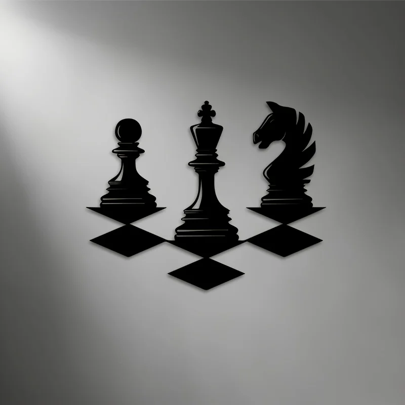 1pc Modern Metal Chess Piece Wall Art - Rust-Resistant Iron 2D Flat Decor for Game Room, Tournament Gift