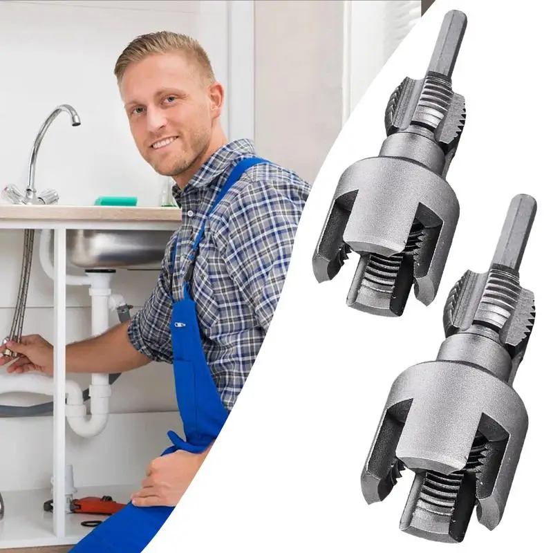 Enhebrador de PVC para taladro, enhebrador de tubos eléctricos, cortador interno externo, troqueles de 1/2 y 3/4 para tubo de agua, taladro eléctrico, manguera de jardín