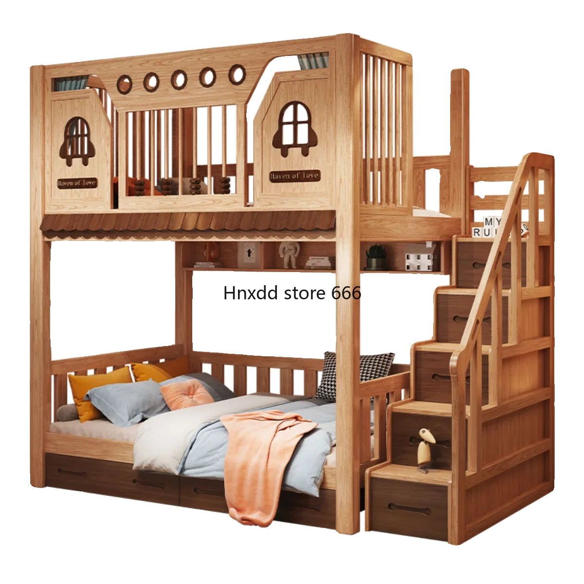 Children's bed bunk double all solid wood high and low bed