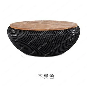 HMJ  handmade coffee table living room household rattan woven ash wood solid wood desktop round small apartment tea table