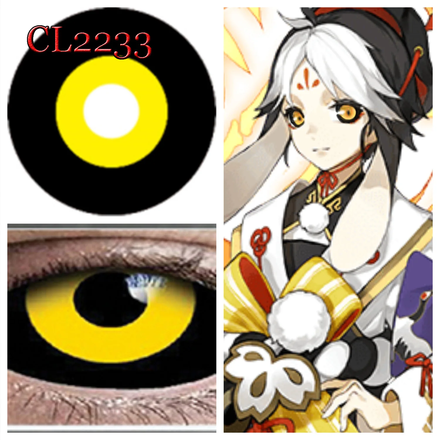 22mm Full Eye Colored Sclera Contacts Lenses Plano Halloween Anime Accessories CL2233