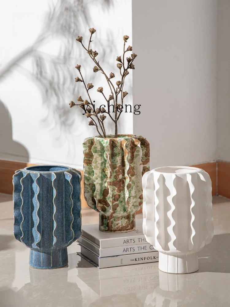 

LSL Pinch Flower Ceramic Vase Creative Decorative Flower Arrangement Ornament Living Room Home Light Luxury Flower Vessel