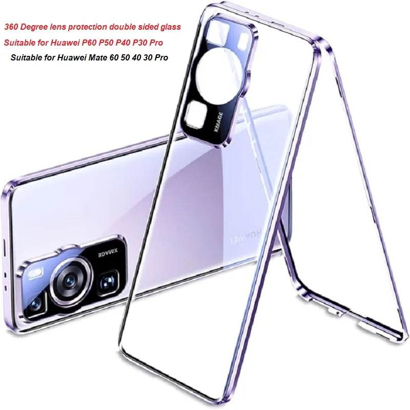 360° Magnetic For Huawei P70 P50 P60 P30 Pro Double Sided Glass Cover Mate60Pro Honor 60 50  Pro 360 Degree Metal Phone Case